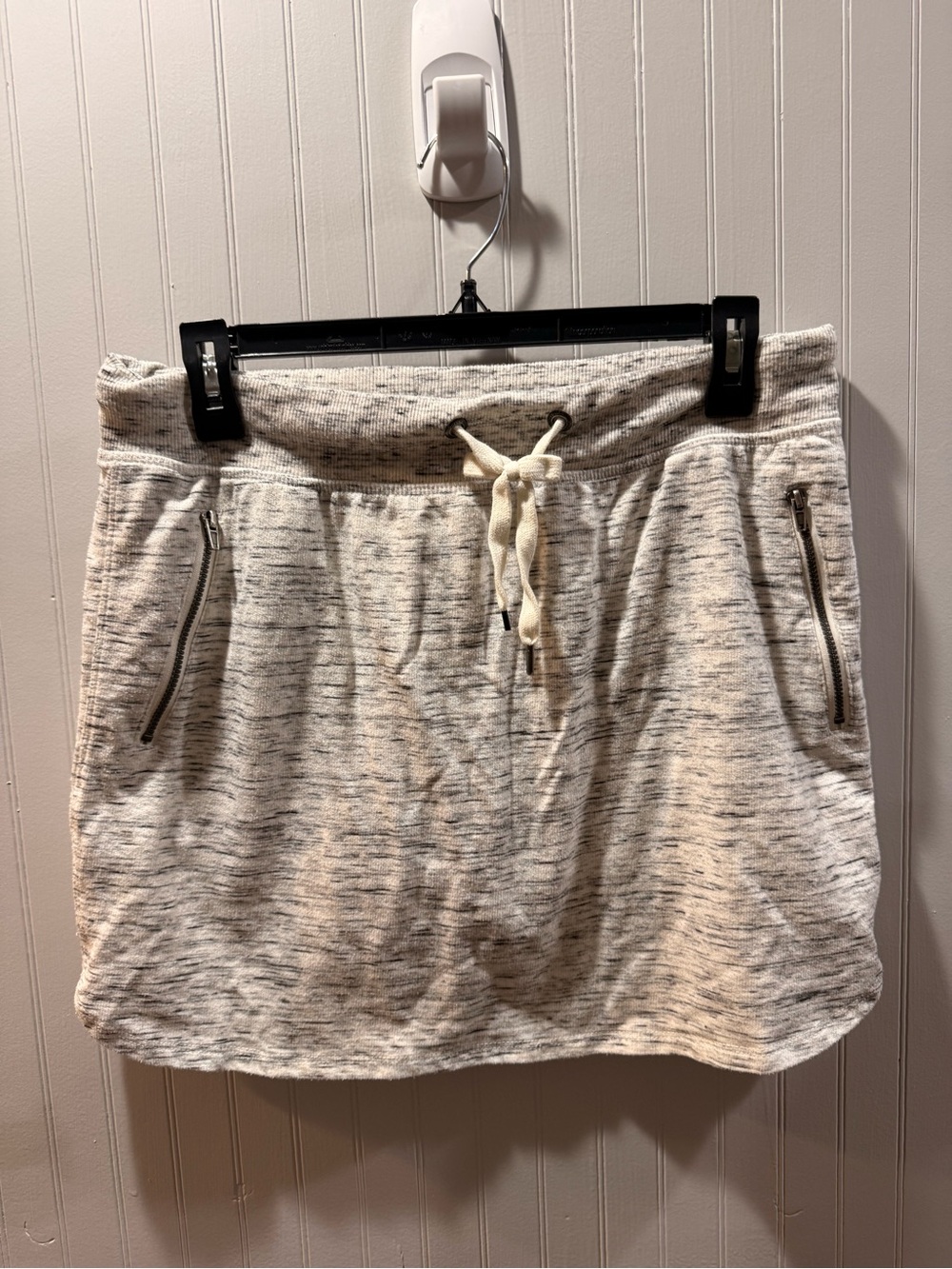 GreenTea Heathered Light Gray Ribbed Waistband Skirt